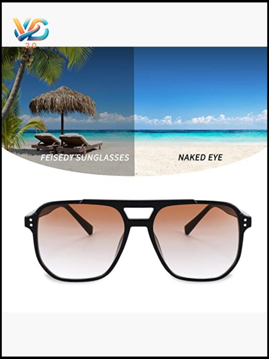 Retro Square Aviator Sunglasses 70s Vintage Plastic Frame main image 5